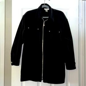 Beautiful oversized black velvety zip up jacket